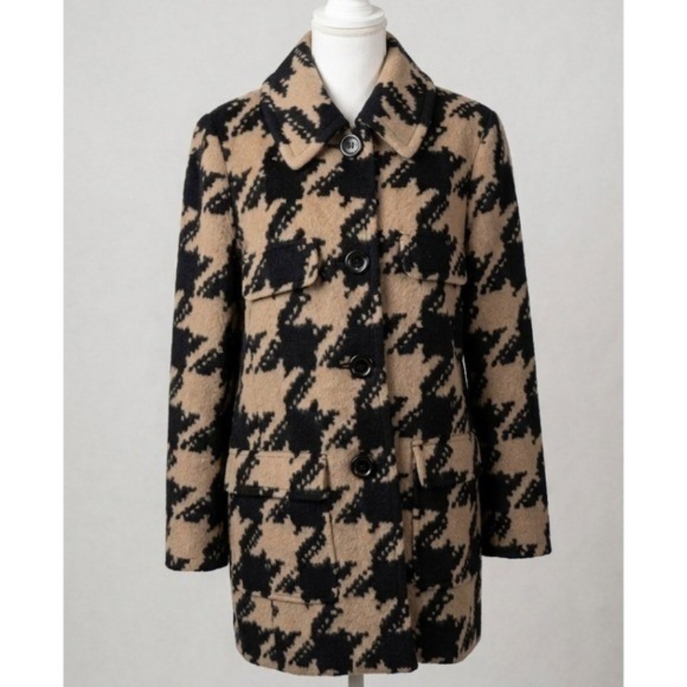 Per Se Wool & Angora Houndstooth Coat‎